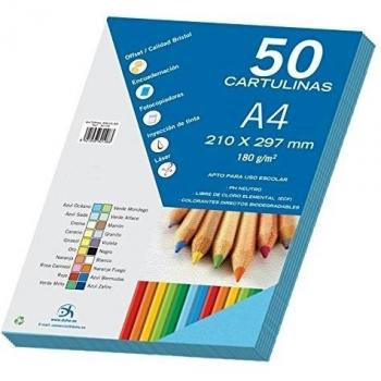 Dohe 30090 - Pack de 50 cartulinas, A4, color Azul Océano