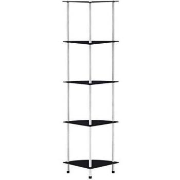 Estante 5 niveles negro de vidrio templado 30x30x130 cm
