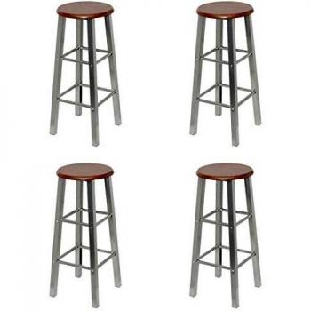 vidaXL Bar Stools 4 pcs Silver and Brown MDF