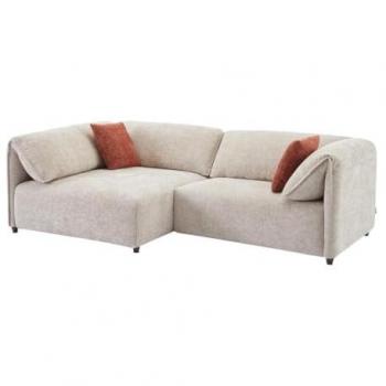 Sofá rinconera izquierda de tela texturizada beige LOUSOPA de Maison Céphy