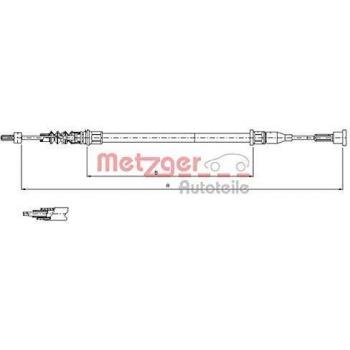 Cable de freno de mano trasero derecho METZGER 11.5768 para Opel Corsa y Tigra