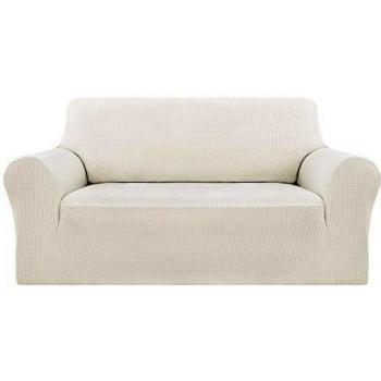 Deconovo Cubre de Sillón Funda para Sofá 2 Plazas Protector Elástica Blanco