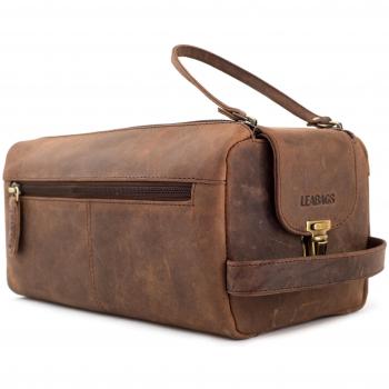 LEABAGS Palm Bay neceser de auténtico cuero búfalo en el estilo vintage - NuezMoscada