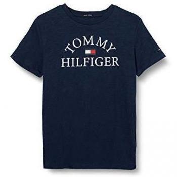 Tommy Hilfiger Essential Logo tee S/s Camiseta, Azul