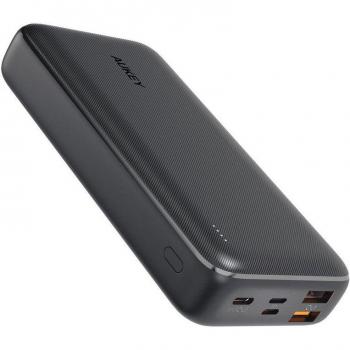 Batería Externa Aukey Basix Plus 20000 mAh, 22.5W, QC 3.0, PD 3.0, 5 Puertos USB, SCP, LCD, Color Negro
