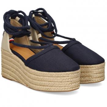 Sandalias Tommy Closed Toe Linen Mujer Azul
