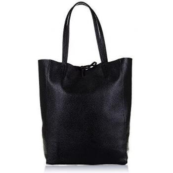 Firenze ARTEGIANI.Bolso Shopping Bag de Mujer Piel auténtica.Bolso Mujer Cuero gneuino Savage Tacto Suave Acabado Lujo. Made IN Italy. Vera Pelle Italiana. 27x37x13 5 cm. Color: Negro