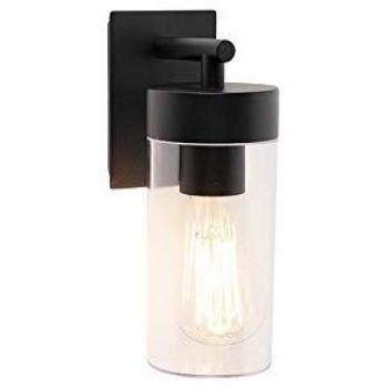 Aplique exterior moderno negro Rullo, E27, acero inoxidable