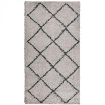 Alfombra Pelo Largo Moderna PAMPLONA Beige Antracita 60x110 cm