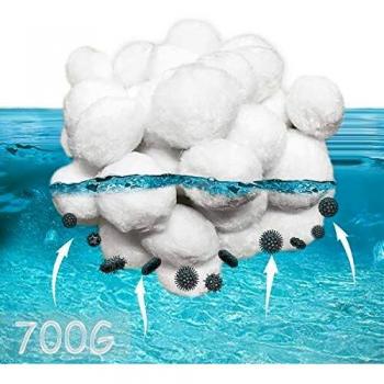 KITEOAGE Bolas de Filtro de Piscina, 700g Bolas de Filtro Depuradora Remplazar para 25kg Depuradora de Arena de Medios Filtrantes para Filtro Arena Piscina y Acuario