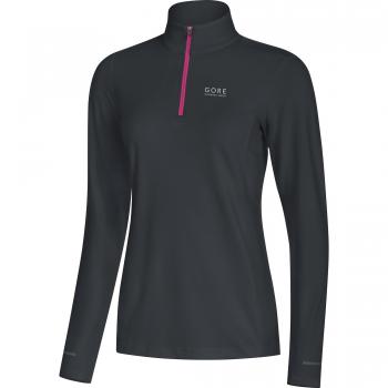 Gore Running Wear Essential Camiseta, Mujer, Negro / Rosa