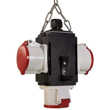 as - Schwabe MIXO Energy Cube V - Distribuidor de pared con 3 tomas de corriente CEE de 5 polos, 400 V, 32 A - Distribuidor MIXO para mejor alimentación eléctrica - IP44 - Hecho en Alemania - Negro
