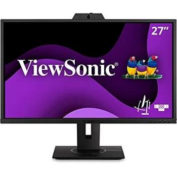 ViewSonic VG2740V 27 Full HD LED IPS Monitor with Webcam, HDMI, DisplayPort, VGA, 2x2W Speakers, Pivot Adjustment and VESA Mount Compatibility - Black
