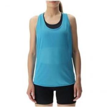 Camiseta Sin Mangas Running Exceleration Aernet UYN para mujer, color Turquesa/Ceniza, diseño deportivo, fabricada con tecnología de transpiración avanzada y ajuste ceñido