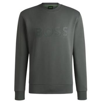 BOSS Green 'Salbo' Label Sweatshirt - Men's Graphite Cotton Blend, Size S
