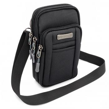 Mopaclle Nilón Pequeña Bolso Bandolera de Hombre Viajes Bolsa de Cintura, Color Negro