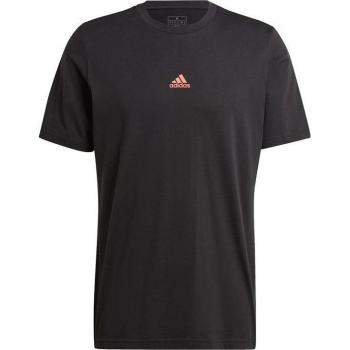 Camiseta adidas House of Tiro 2 hombre negra con gráfico, manga corta, color negro puro y rojo, talla S