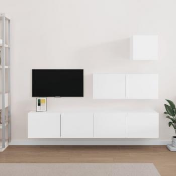 Set de muebles para TV 4 piezas madera contrachapada blanco 80 x 30 x 30 cm