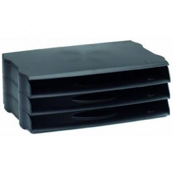 Avery DR800BLK Stackable DTR Eco Wide Entry Letter Tray, 347 x 129 x 232 mm, Set of 3 - Black