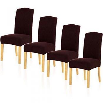 TIANSHU Fundas para sillas Pack de 4,Poliéster Elástica Fundas sillas Duradera Modern Bouquet de la Boda Hotel Decor Restaurante