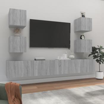 Set de Muebles para TV 6 Piezas en Madera Contrachapada Gris Sonoma