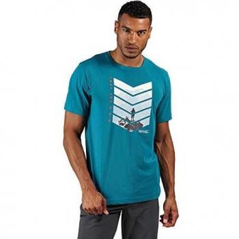 Regatta Breezed-Camiseta Deportiva Estampada De Algodón Y Manga Corta T-Shirts/Polos/Vests, Hombre, Olympic Teal, S