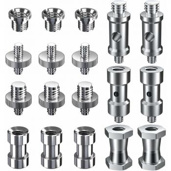 MUSCCCM Adaptador Convertidor,18 Piezas de Tornillos Convertidores Adaptadores 1/4 3/8 Pulgada de Metal para Cámara Entre ellos6 Recubrimiento de Cadmio