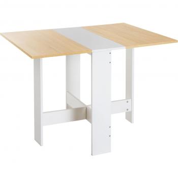 Mesa de Comedor Plegable Homcom Extensible con 2 Alas Abatibles Tablero de Partículas Color Roble y Blanco Dimensiones 103x76x73,5 cm Diseño Moderno para Cocina o