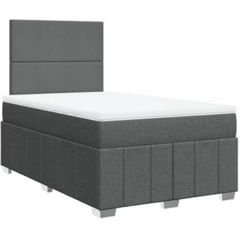 Cama box spring con colchón de muelles gris oscuro 120x200 cm Tela