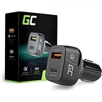 Cargador de Coche Green Cell con 1xusb-c Power Delivery y 1x USB3.0 Quick Charge