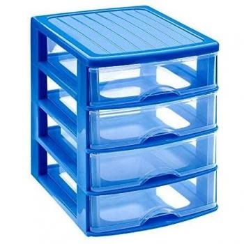 PLASTIC FORTE, Cajonera sobremesa, Azul, 4 Cajones