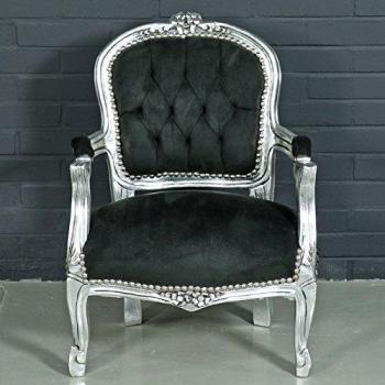 Casa Padrino Baroque Kids Chair Black/Silver - Children's Furniture in Antique Style