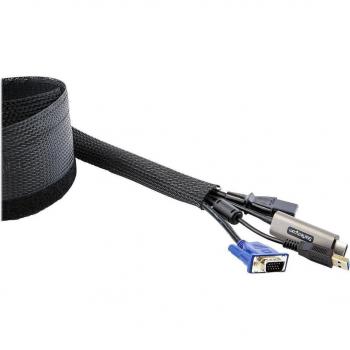 StarTech.com 10ft (3m) Trimmable Heavy Duty Cable Management Sleeve, 1.2 (3cm) Diameter Polyester Mesh Computer Cable Manager/Protector/Concealer, Black Cord Organizer/Hider