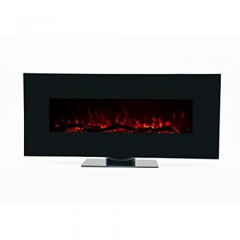 Chimenea Eléctrica de Pared Kekai Minesota 1600W con Simulación de Fuego y Mando a Distancia, Dimensiones 84x26x53 cm, Color Negra para Interior
