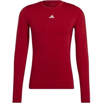 Camiseta de fútbol adidas Techfit Aeroready de manga larga para hombre, color rojo, talla XS