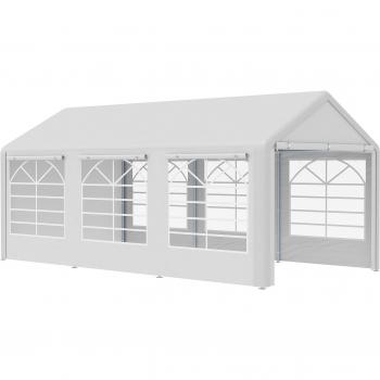 Outsunny Carpa para Fiestas 6x3 m Cenador Pabellón de Jardín con 4 Paneles Laterales 2 Puertas Enrollables y 6 Ventanas Protección UV para Exterior Event