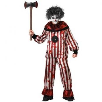Disfraz de Payaso a Rayas Rojo y Negro para Hombre Adulto