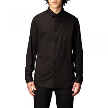 Armani Exchange Men's Black Cotton Stretch Long Sleeve Casual Shirt - Size XL