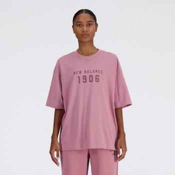 Camiseta de mujer New Balance Iconic Collegiate Jersey Oversized manga corta rosa violeta - XS