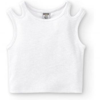 Camiseta de niña de algodón blanco con corte irregular 4-5 años