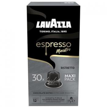 Cápsulas de Café Lavazza Espresso Maestro Ristretto, 30 Unidades, Compatibles con Nespresso, Intensidad 12/13, Tueste Oscuro, Notas Aromáticas de Chocolate y Caramelo