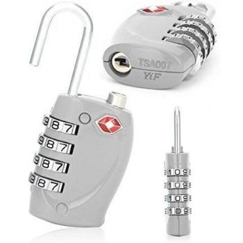 2 candados de seguridad, combinación de 4 números, color plateado