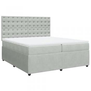 Cama box spring con colchón terciopelo gris claro 200x200 cm