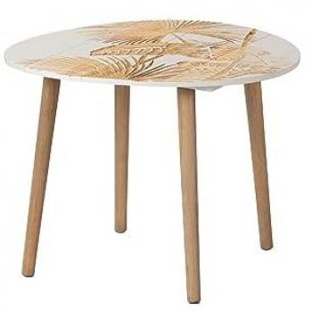Mesa Auxiliar de Madera Alta Calidad 60x60x45 cm en Color Natural/Blanco