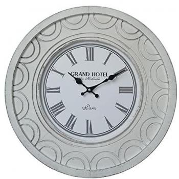 Reloj de Pared Grande Shabby Chic Blanco MDF para Cocina y Salón - Diámetro 50 cm