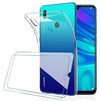 [2 Pack] KEEPXYZ Protector Pantalla para Huawei P Smart 2019 Cristal Templado + Funda para Huawei P Smart 2019 Silicona Transparente, Suave TPU Case Carcasa + Vidrio Templado para Huawei P Smart 2019