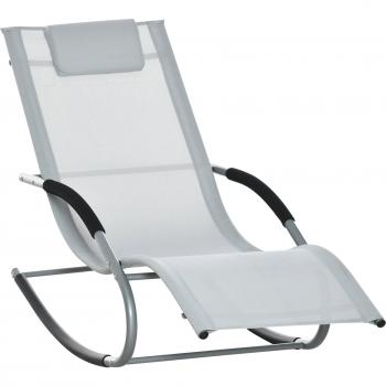 Outsunny Tumbona Mecedora de Jardín con Reposacabezas y Reposabrazos