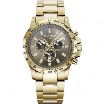 Reloj Roamer Swiss® Rimini Chrono 861837-48-55-20 - Reloj cronógrafo para hombre, diseño elegante, caja de acero inoxidable, resistencia al agua hasta 100 metros, esfera negra con detalles