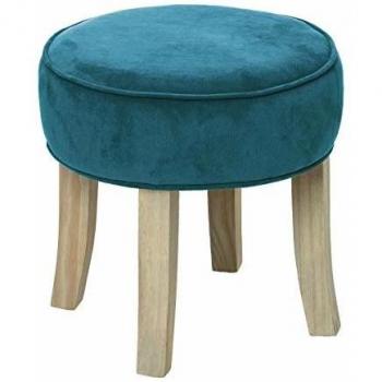 Taburete de terciopelo azul pato decorativo cómodo diseño estilizado Atmosphera
