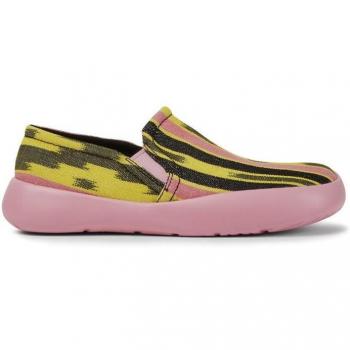 CAMPERLAB Peu Stadium Sneakers for Men in Yellow/Black/Pink, size 42 and size 9, made of Cotton fabric